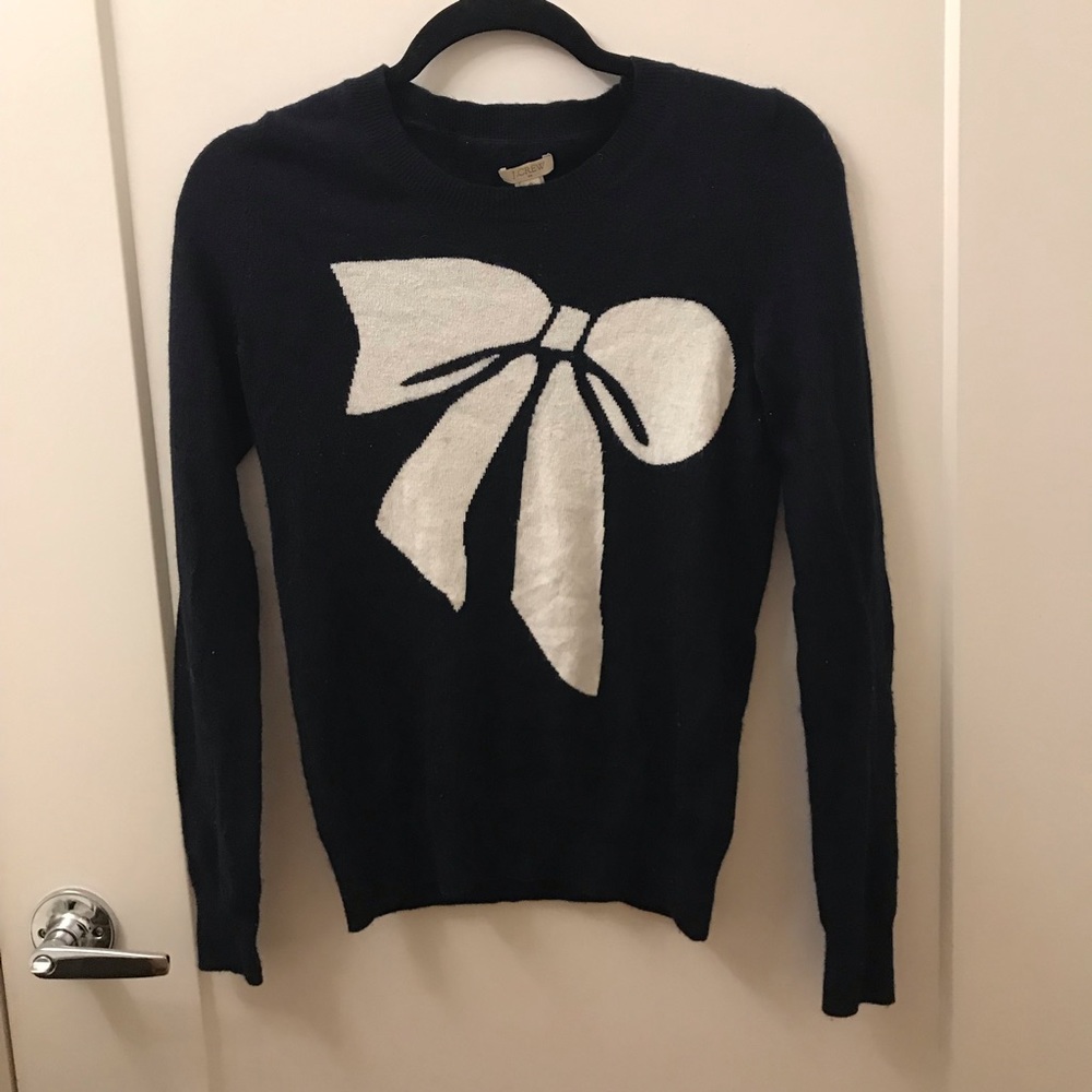 JCrew Navy Bow Sweater